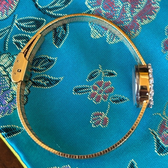 Vintage Armitron Gold Tone Oval Diamond Bezel Quartz Watch Dainty Cocktail 80s main image 11